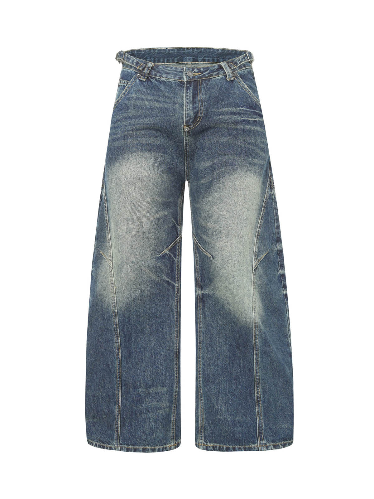 Washed Distressed Deconstructed Pleated Scimitar Jorts 