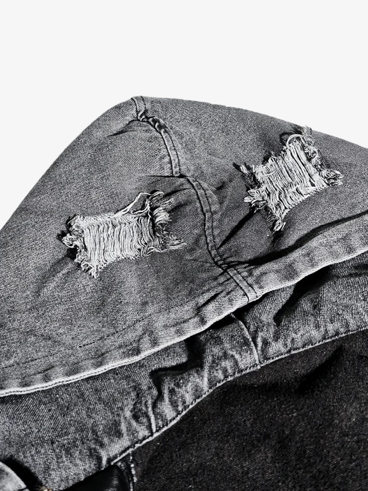 Distressed Patchwork Hooded Bomber Jacket