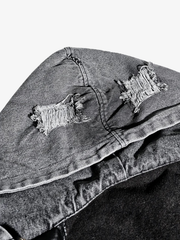 Distressed Patchwork Hooded Bomber Jacket
