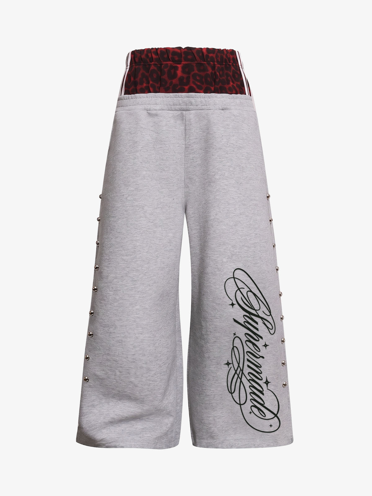 Leopard Studded Double-Waist Sweatpants