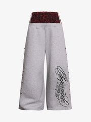 Leopard Studded Double-Waist Sweatpants
