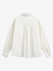 Fun Distressed Raw-edge Printed Long-sleeved Shirt 