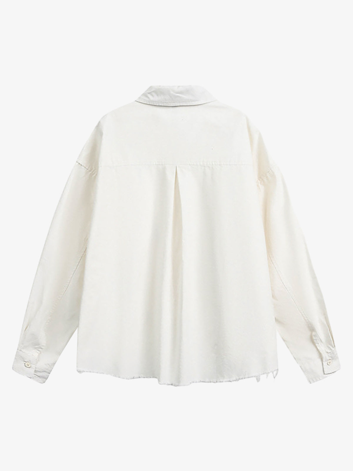 Fun Distressed Raw-edge Printed Long-sleeved Shirt 