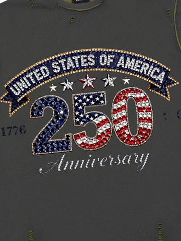 Rhinestone 250 Ripped Washed T-Shirt 