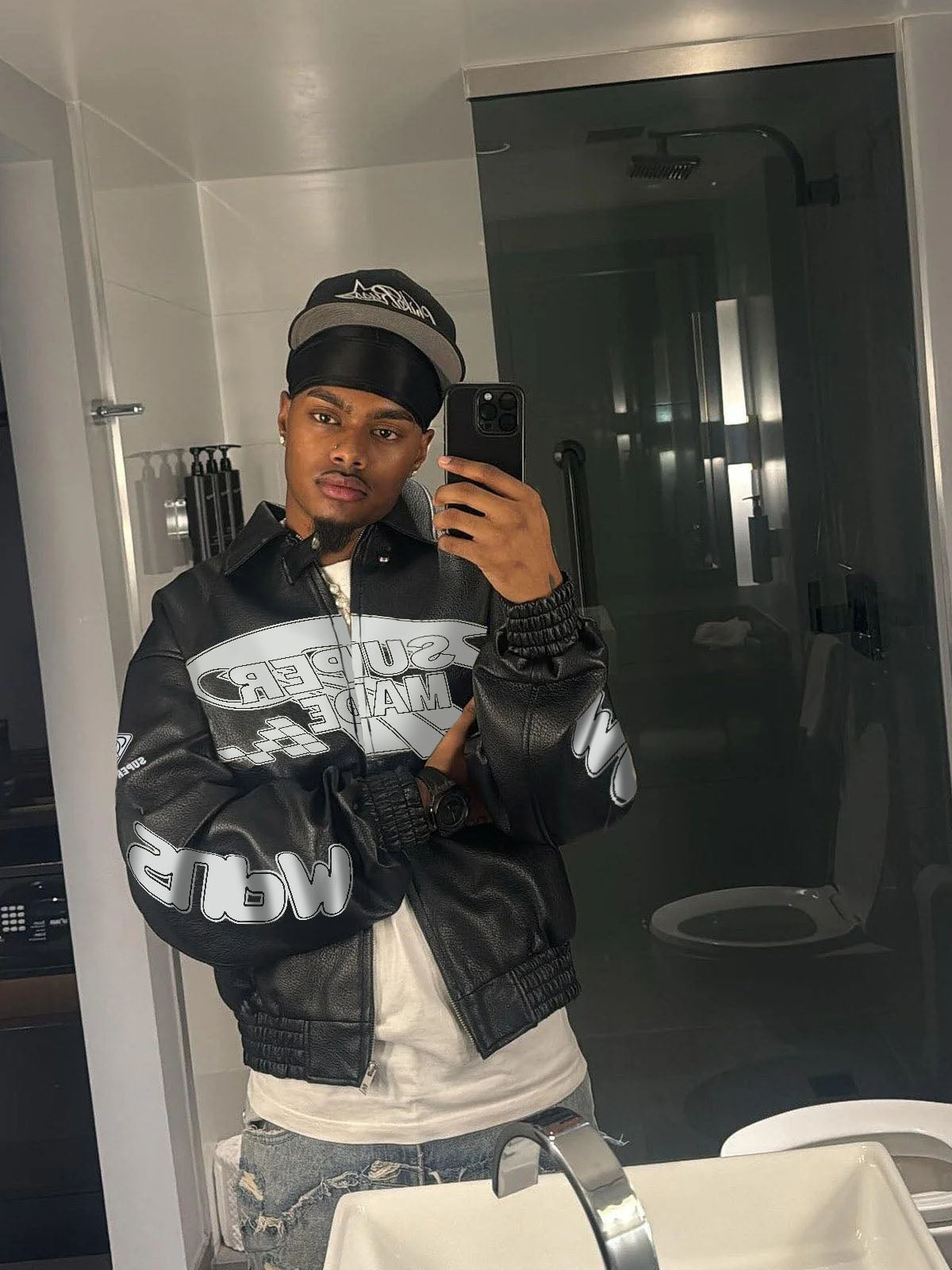 Faux Leather Vintage Street Black Air Jacket - 1821 