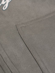 Suede Large Pocket Faux Two-Piece Zipper Short Jacket 