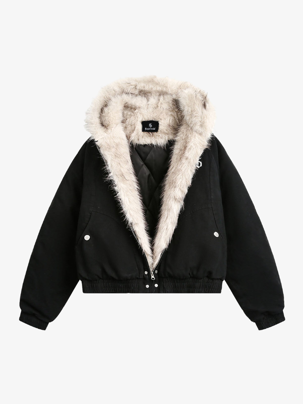 Spliced Fur Hooded Quilted Jacket - 2285 