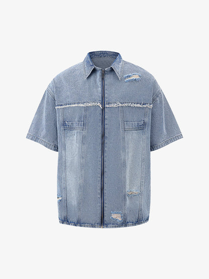 Distressed Ripped Denim Suit - 2460 