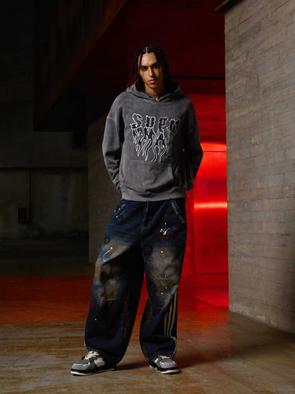 Original Distressed SPMD Graphic Cotton Hoodie 