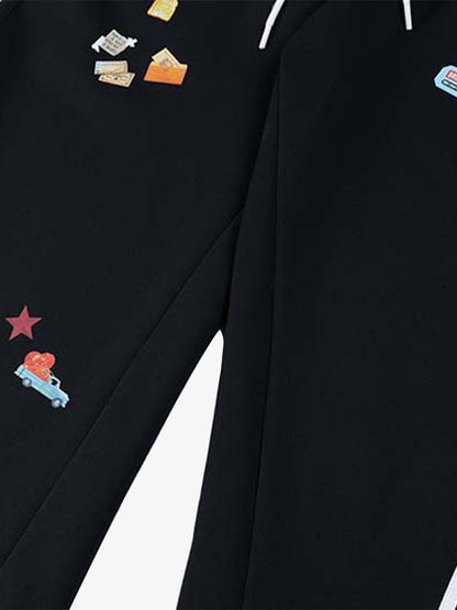 Street Patterned Striped Barrel Casual Pants 