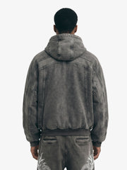 Fleece Retro Zipper Eye-Hood Design Hooded Jacket - 2489 