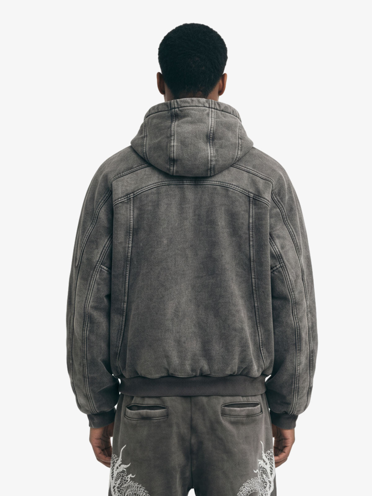 Fleece Retro Zipper Eye-Hood Design Hooded Jacket - 2489 