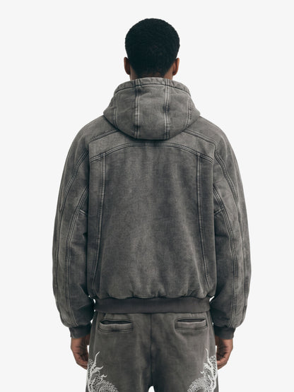 Fleece Retro Zipper Eye-Hood Design Hooded Jacket - 2489 