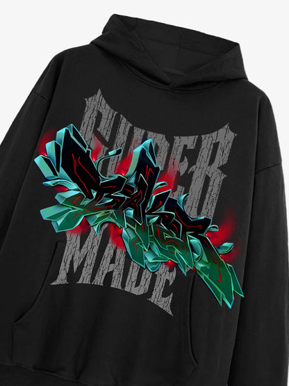 Street graffiti pattern design hooded sweatshirt 