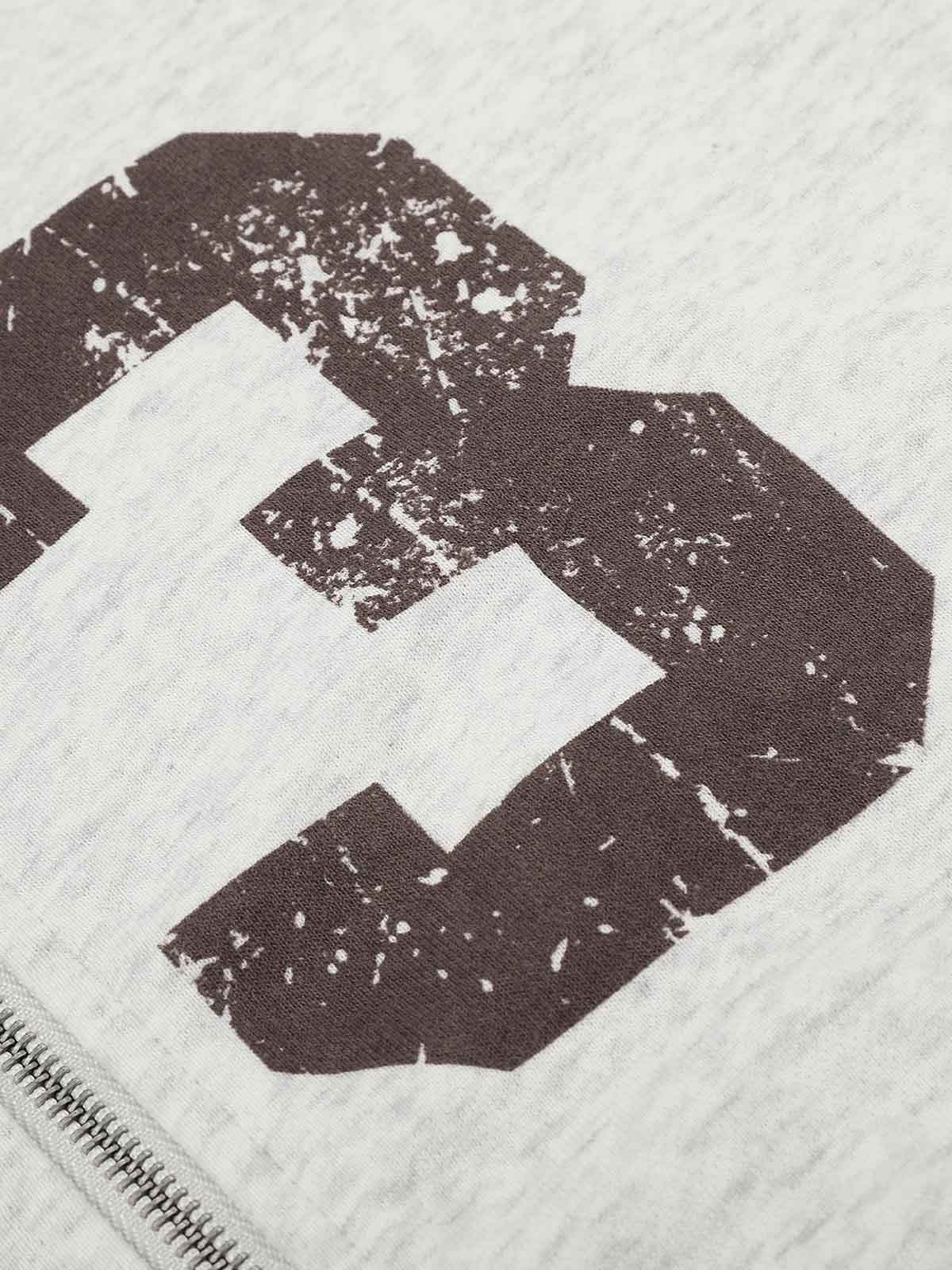 Thesupermade Distressed Number Print Regular Fit Pullover Hoodie