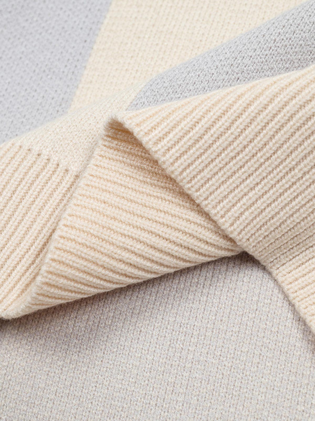 Vertical Striped Colorblock Lapel Sweater 