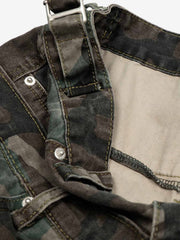 Retro Double Waist Camouflage Barrel Pants - 2555 
