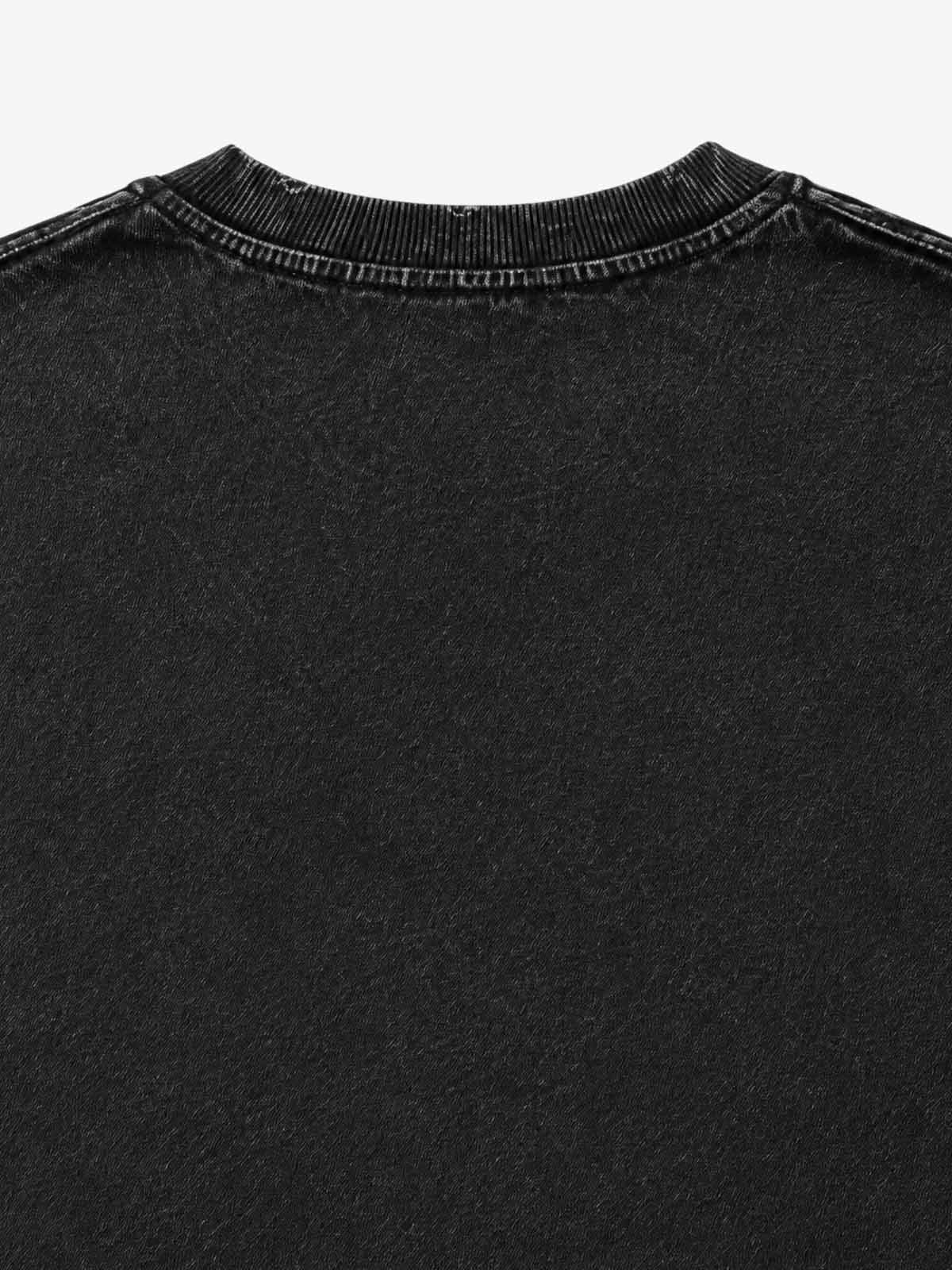Distressed Printed Long-sleeved T-shirt