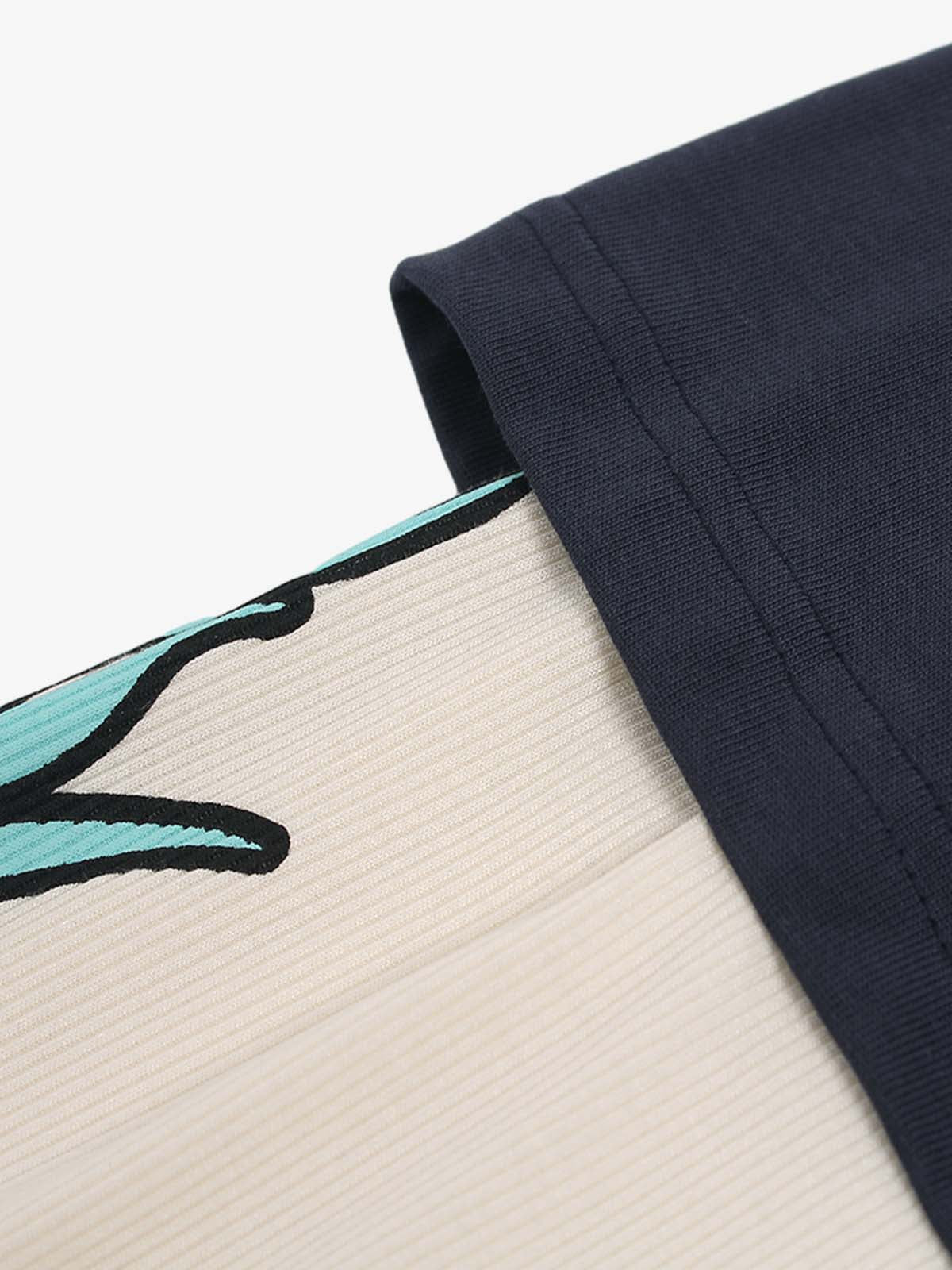 Gradient Letter Print Patchwork Faux Two-Piece Long-Sleeved T-Shirt 