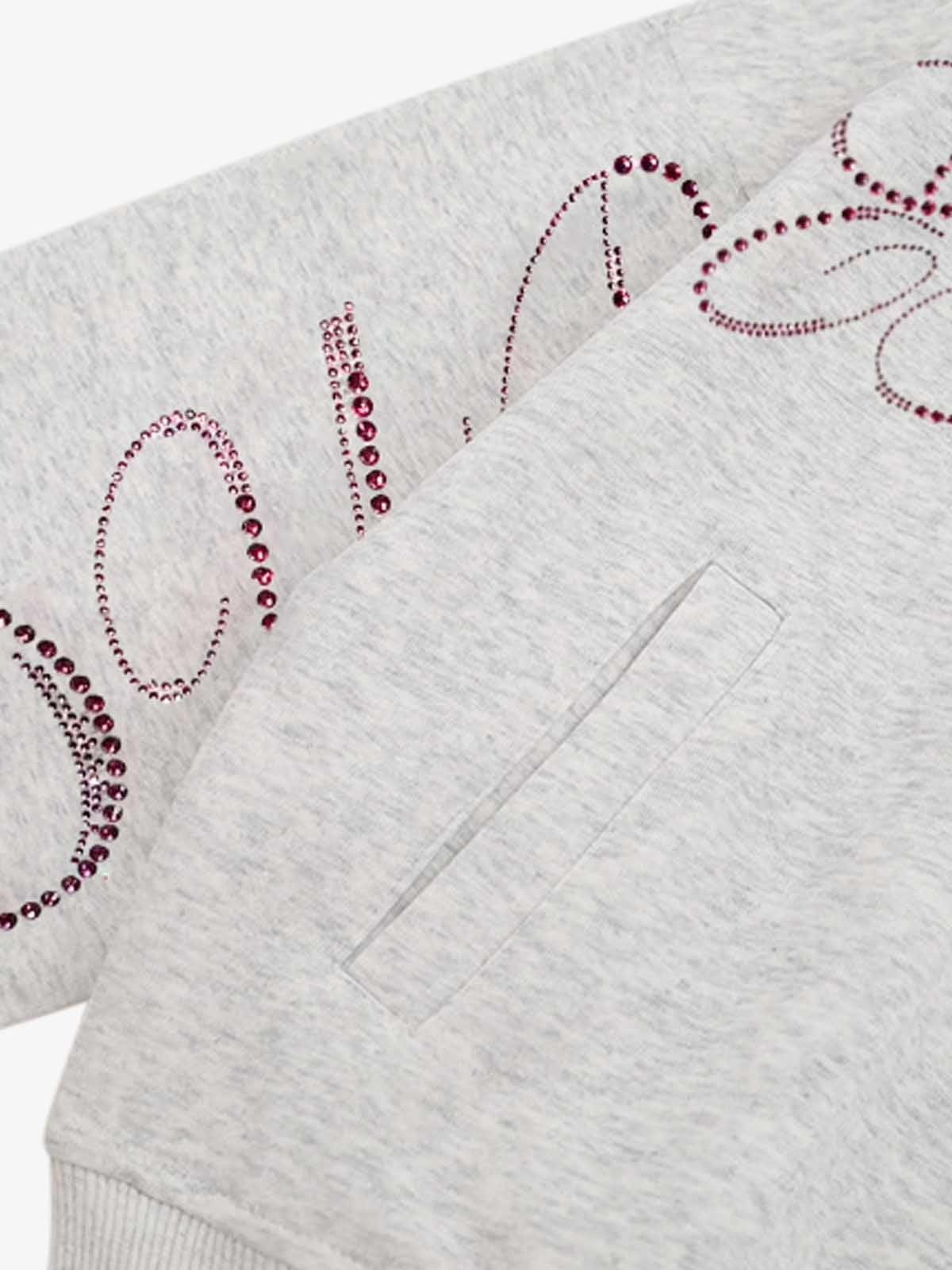 Street Hip-Hop Rhinestone Cropped Zip Up Hoodie 