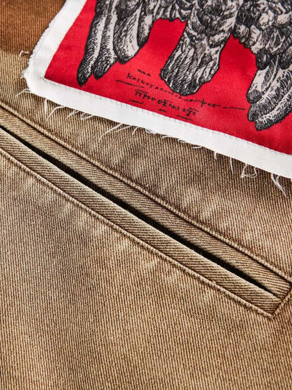 Punk Retro Collage Print Distressed Heavy Jacket 