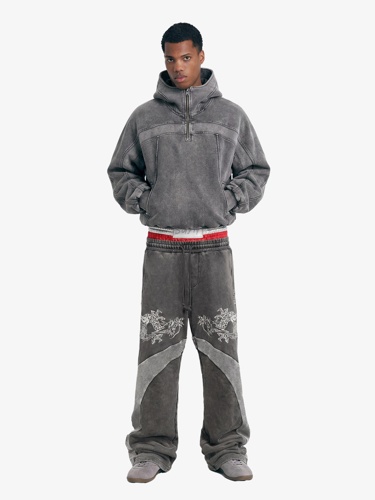 Fleece Retro Zipper Eye-Hood Design Hooded Jacket - 2489 