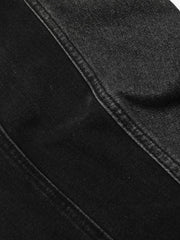 Denim Faux Two-piece Plaid Detachable Scimitar Jeans - 2435 