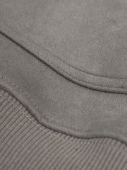 Suede Large Pocket Faux Two-Piece Zipper Short Jacket 