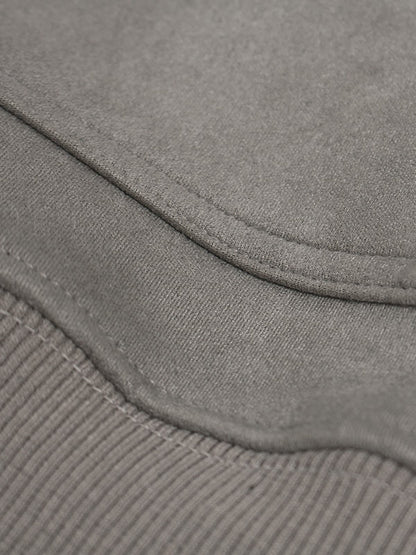 Suede Large Pocket Faux Two-Piece Zipper Short Jacket 