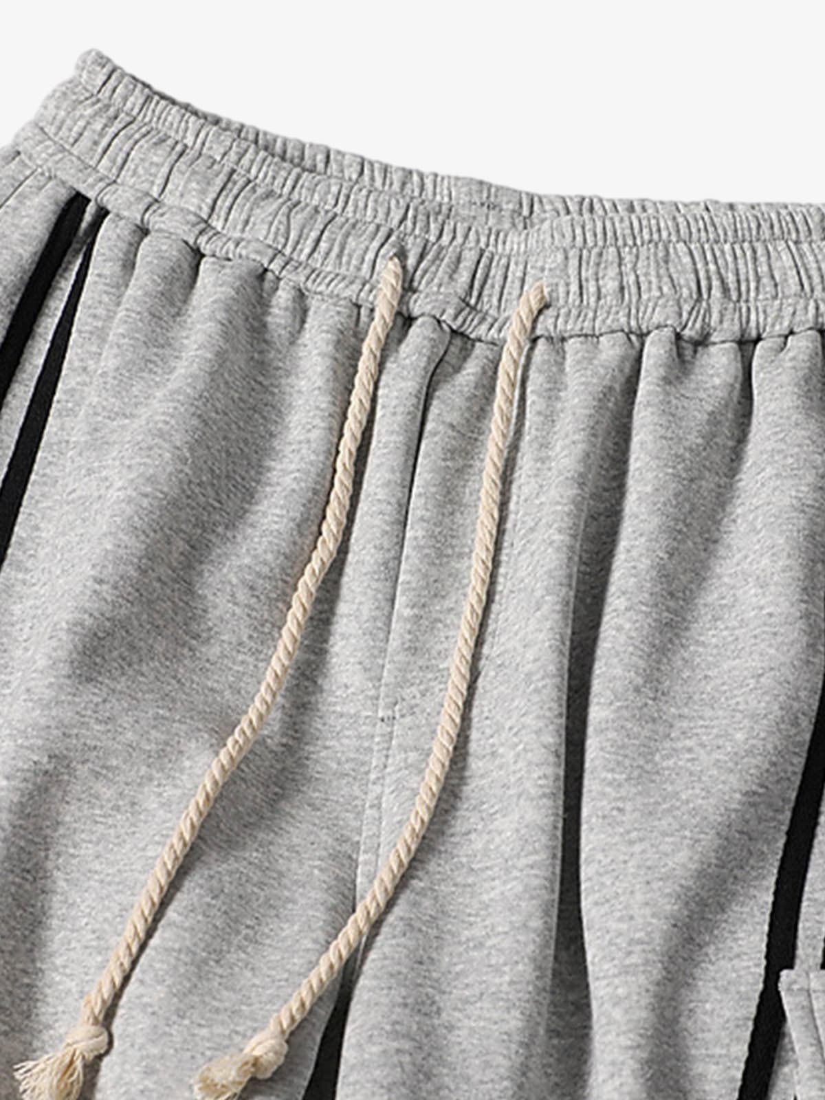 Cotton Web Stitching Letter Print Drawstring Barrel Pants 