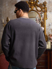 Waffelstrick Distressed Gradient Print Long-T-Shirt