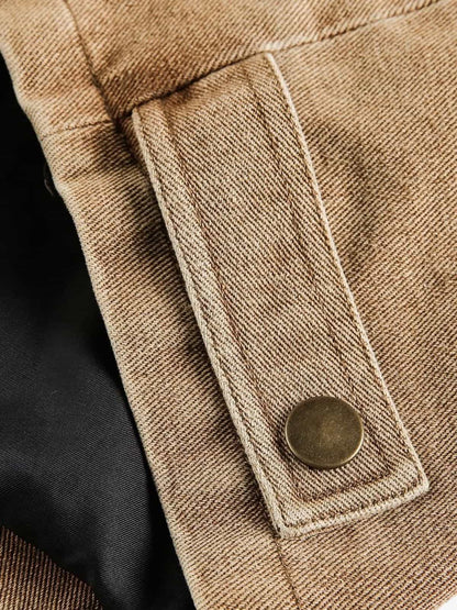 Punk Retro Collage Print Distressed Heavy Jacket 