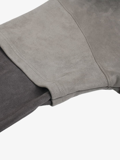 Suede Large Pocket Faux Two-Piece Zipper Short Jacket 