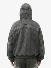 Fleece Retro Zipper Eye-Hood Design Hooded Jacket - 2489 
