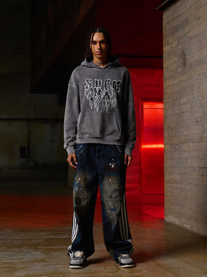 Original Distressed SPMD Graphic Cotton Hoodie 