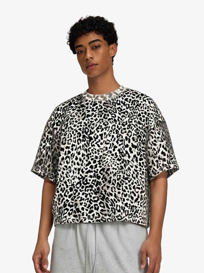 210G Cotton Leopard Print Oversized T-Shirt for Men Fashion Streetwear 