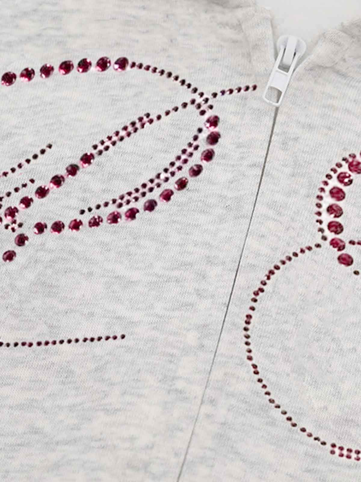 Street Hip-Hop Rhinestone Cropped Zip Up Hoodie 