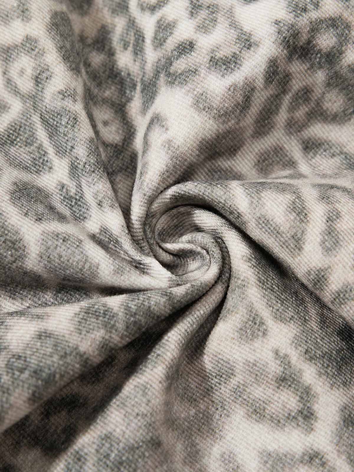 Street Leopard Camouflage Pleated Barrel Jeans 