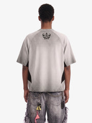 Faux Suede Panel Graphic T-Shirt 