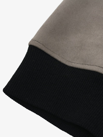 Suede Foam Letter Patchwork Zipper Shorts Jacket 