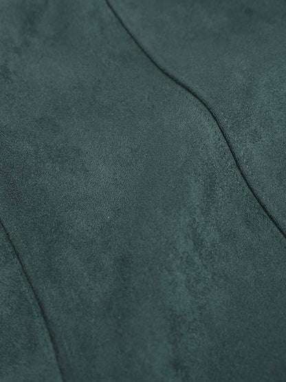 Suede Letter Embroidered Cropped Zip-Up Hoodie 