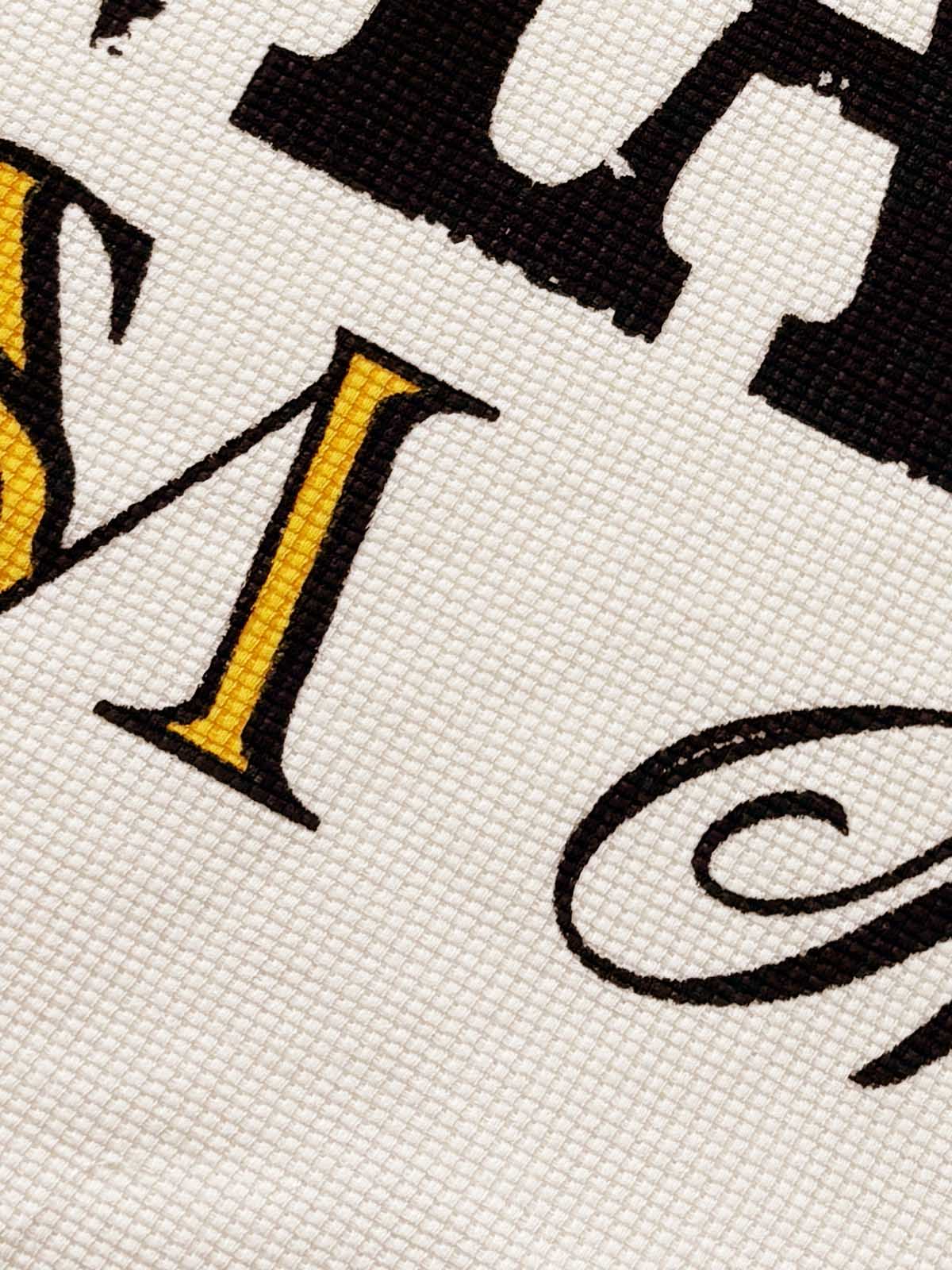 Retro Letter Print Waffle Simplicity Long-Sleeved T-Shirt 