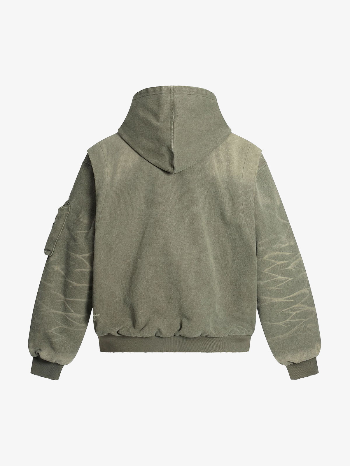 Retro Deconstructed Panel Washed Hooded Jacket 