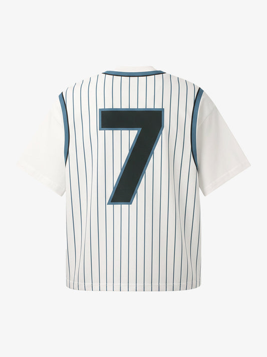 Cotton Pinstripe Baseball Jersey T-Shirt with SuperMade Logo and Number 7 Design 