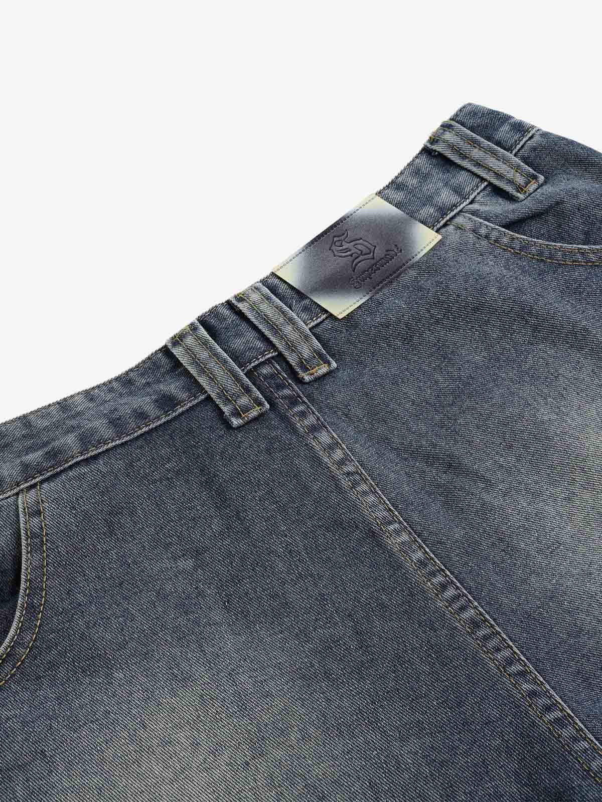Frayed Layered Paneled Denim Jorts 
