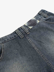Frayed Layered Paneled Denim Jorts 