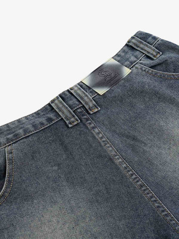 Frayed Layered Paneled Denim Jorts