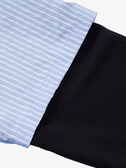 Vintage Illustration Striped Faux Two-Piece Shirt 