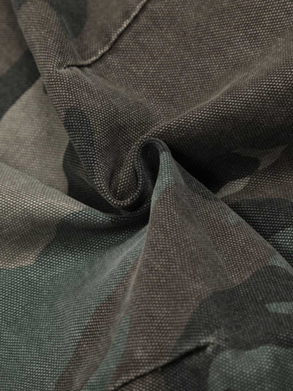 Retro Double Waist Camouflage Barrel Pants 