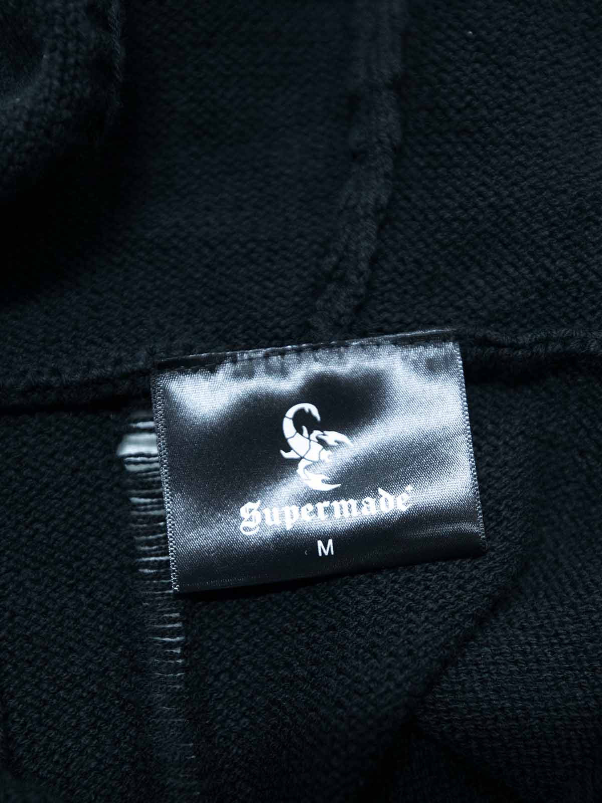 Distressed Embroidered Hooded Knit Vest
